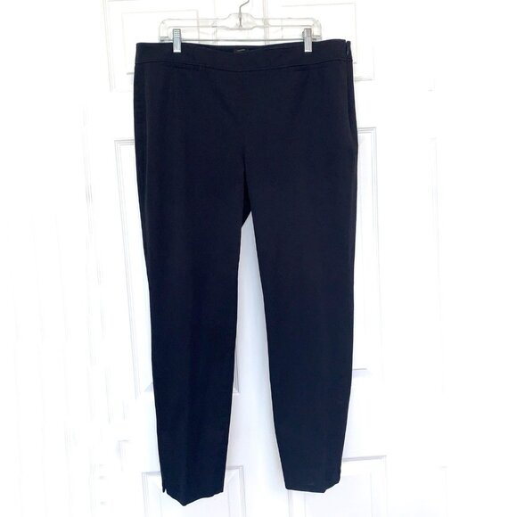 Talbots Chatham Ankle Pants Womans 16 Black Cotton Stretch Pockets Side Zip prep - Picture 1 of 10